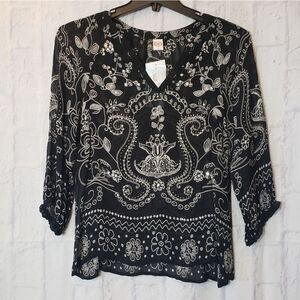 BILA NWT Sheer Sequined Tunic Top Blouse Small